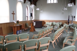The church set up sideways on